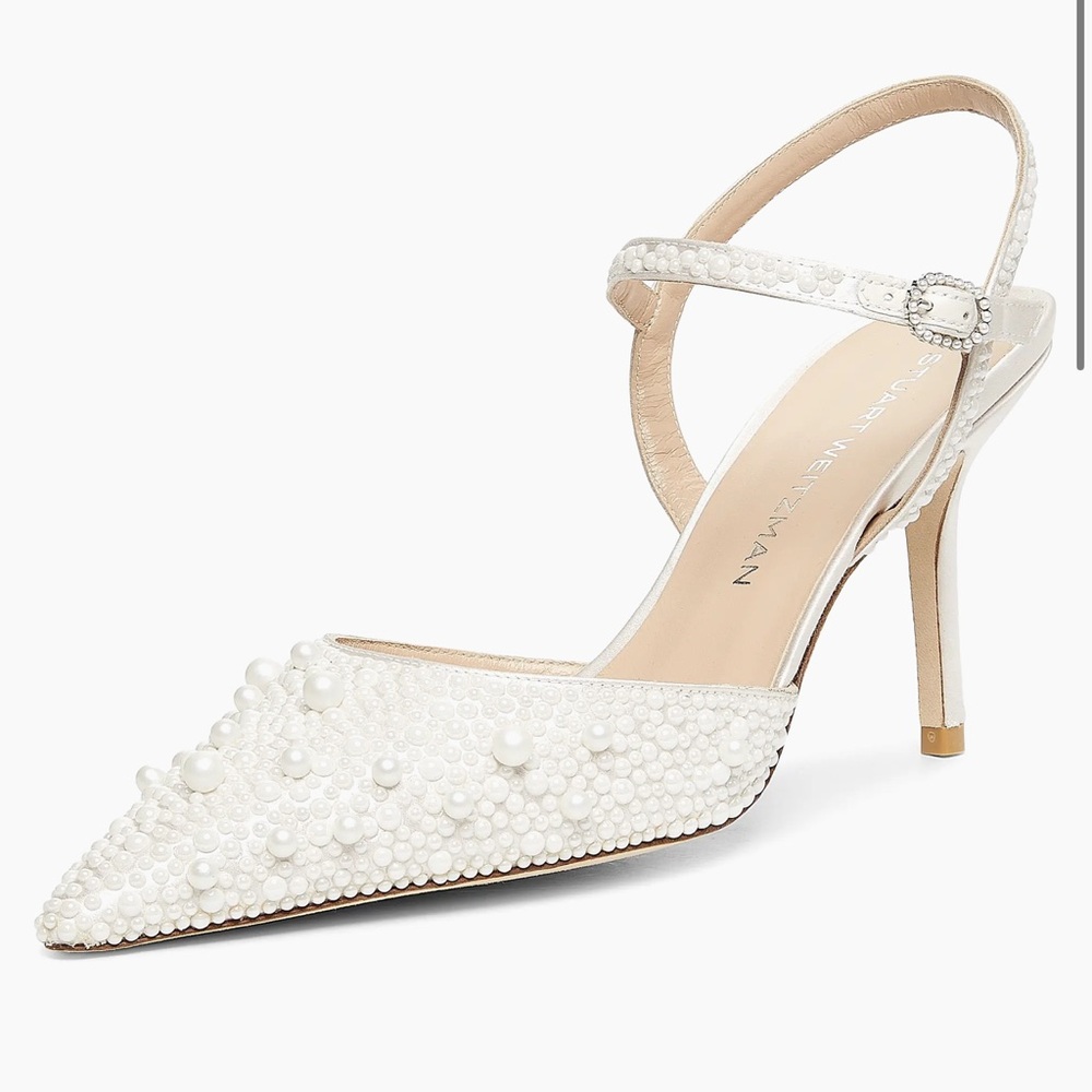 Stuart Weitzman Wedding White Pearl Embellished Heels